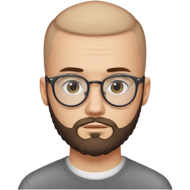 он лысый должен быть очень молодой парень лет 18 , очень тонкие очки, а так же борода нужно прямо еще моложе emoji