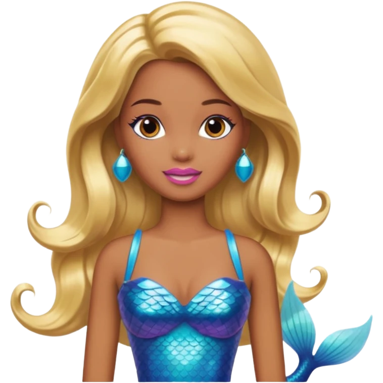 Brown skin blonde hair barbie mermaid  emoji