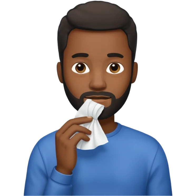 Black man holding a tissue by his penis emoji
