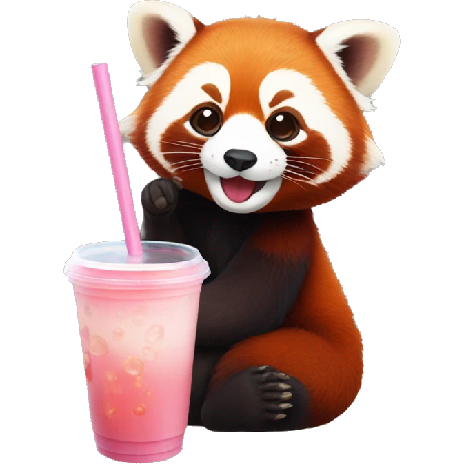 red panda drinking bubble tea emoji