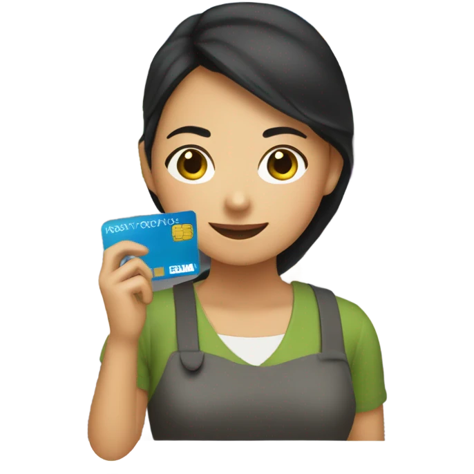 a asian customer who is purchasing with her credit card emoji