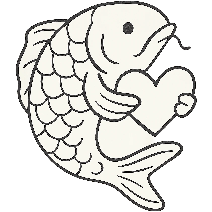 koi fish holding a heart emoji