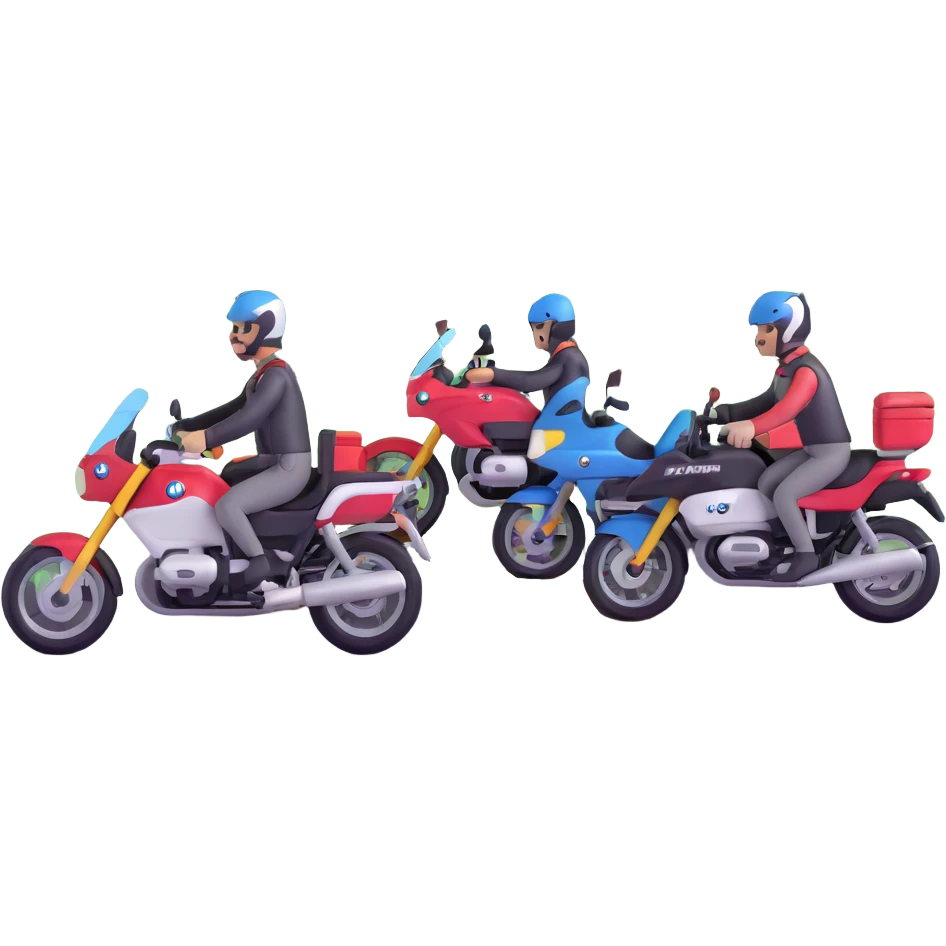BMW motorcycles at a highway rest area with riders relaxing emoji