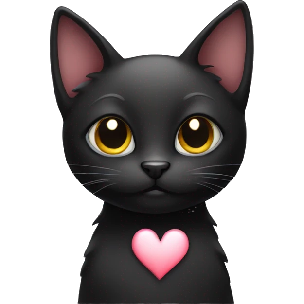 Black cat with heart emoji