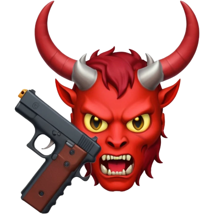 Emoji de cara de demonio agarrando una glock 18 emoji