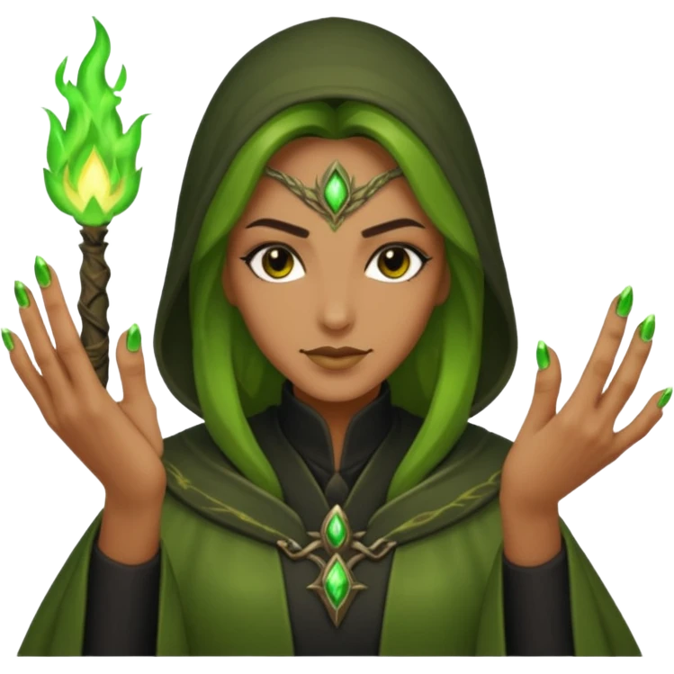 world of warcraft warlock hand with green fire checking nails like a pedicure was just done  emoji