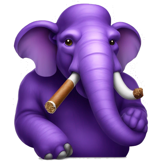a purple mammoth smoking a cigar emoji