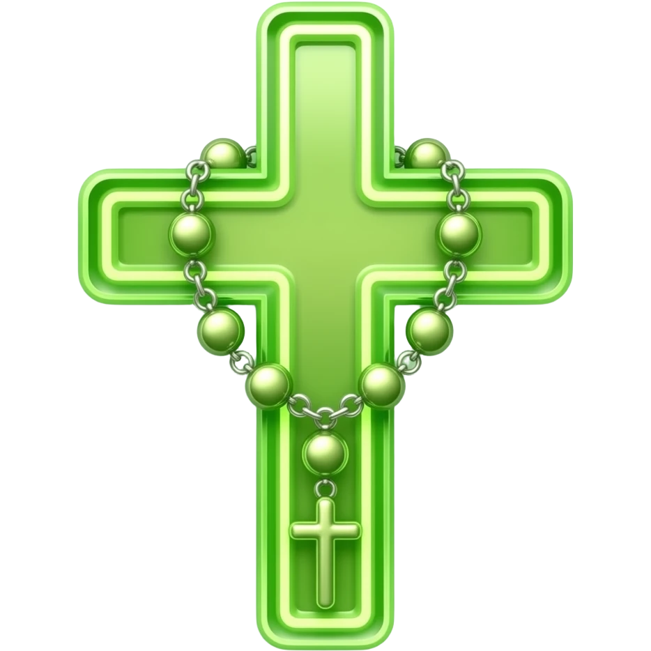 cruz sagrada lime vidro neon com rosário lime vidro neon emoji