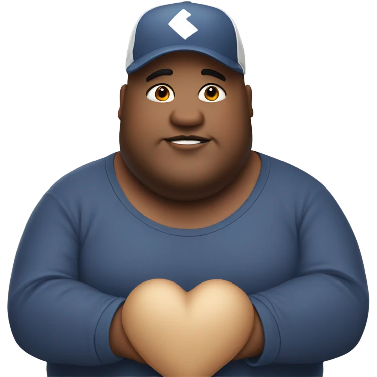 Fat guy with sideways ball cap making a heart with his hands  emoji
