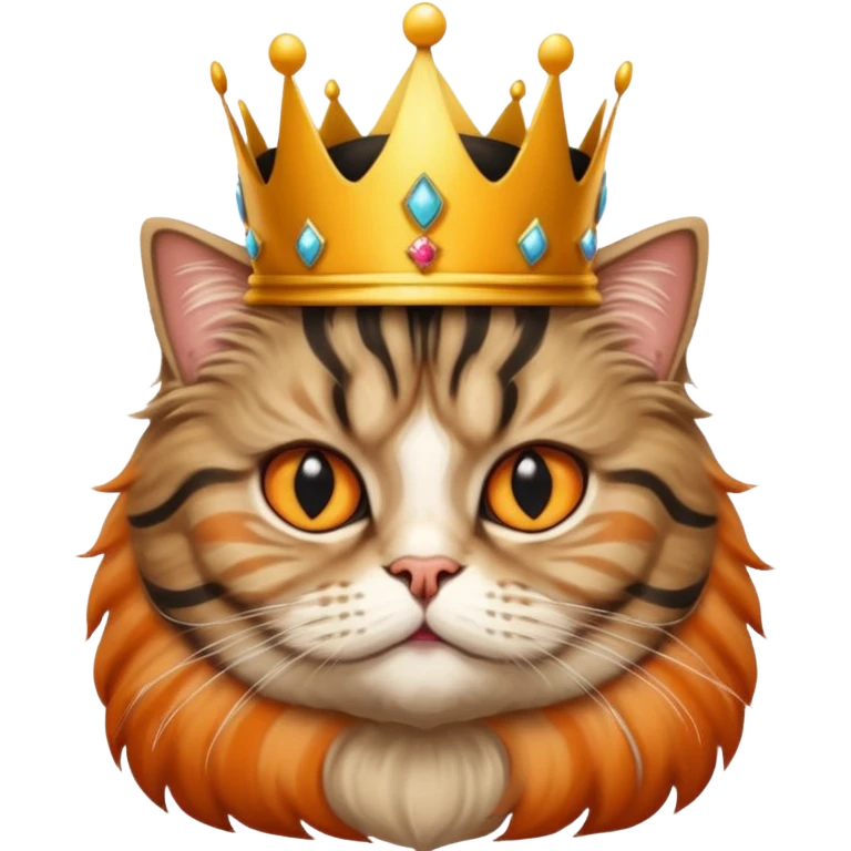 Persian cat tabby with crown king emoji