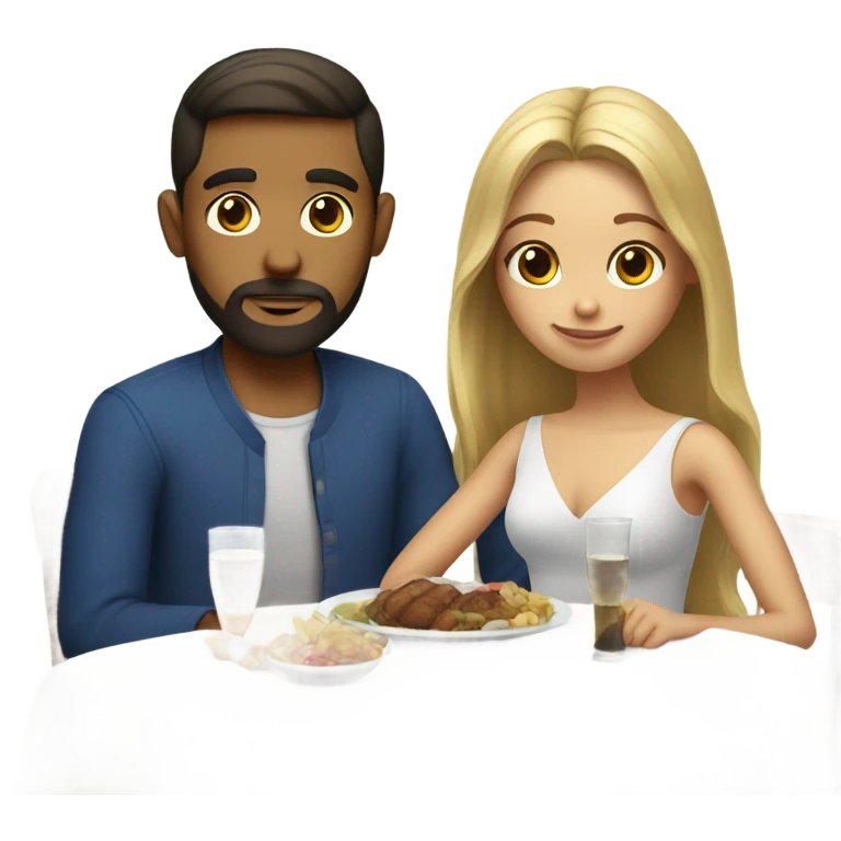 Puerto rican beard short brown hair getting dinner with with blond long hair girl  emoji