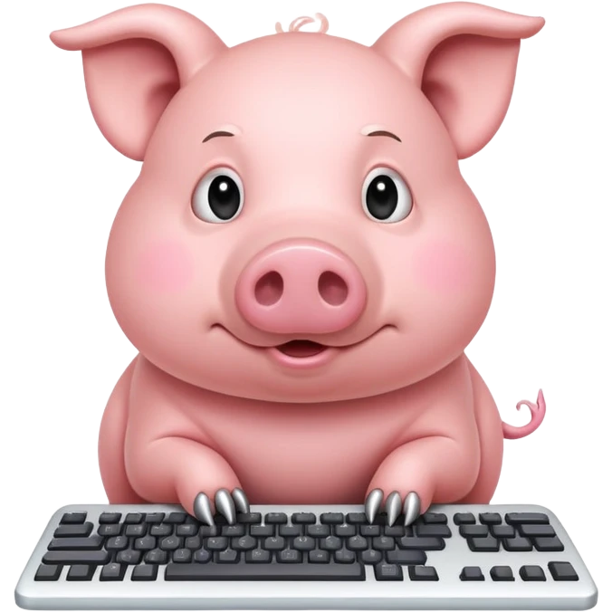 a pig front of a keyboard emoji