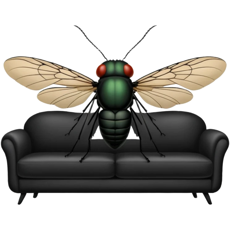 Black Cicada watching on a phone sit on a sofa  emoji