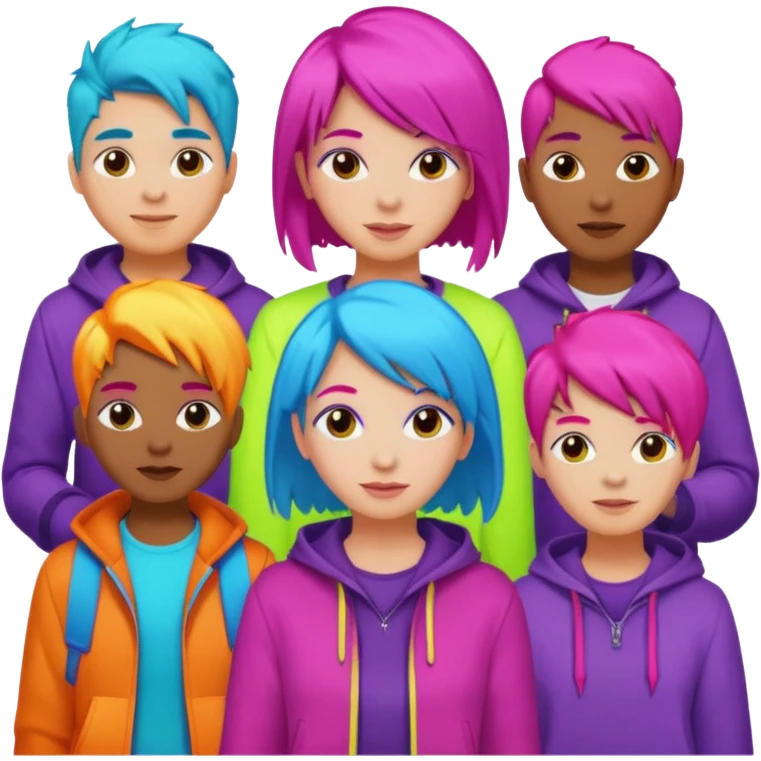 Neon Haired People different person,different hair color emoji