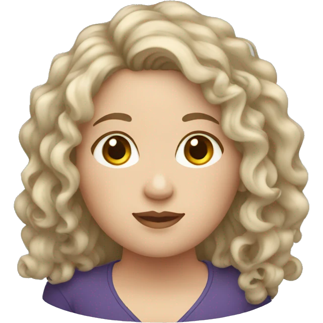 chubby white brunette woman long curly hair emoji