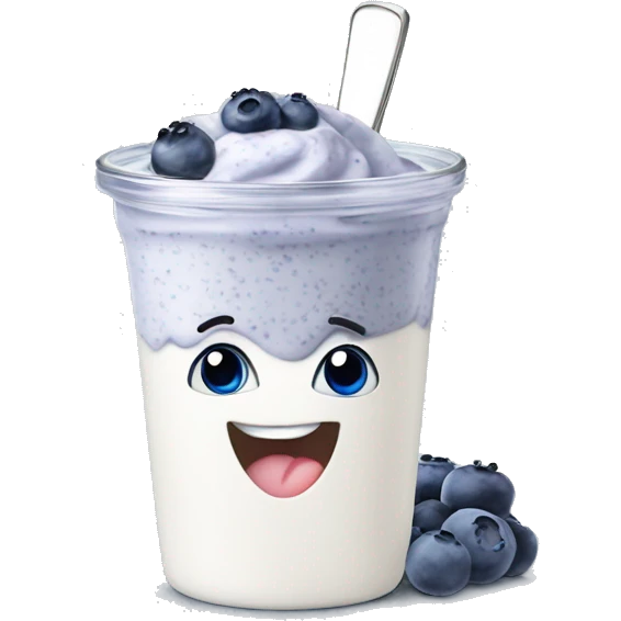 Yogurt with chia seeds and blueberry emoji