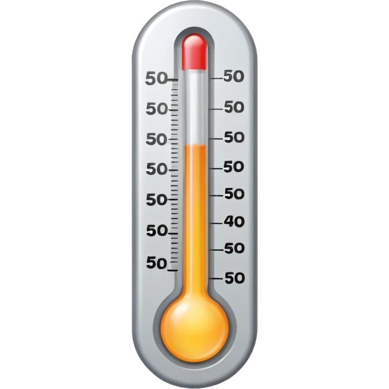 at a 45-degree angle backward and slightly to the right, the thermometer should be gray, like a mercury thermometer, and show 50+>C emoji