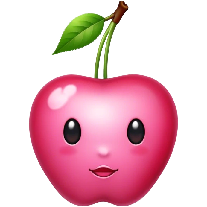 pink cherry with bow on top emoji