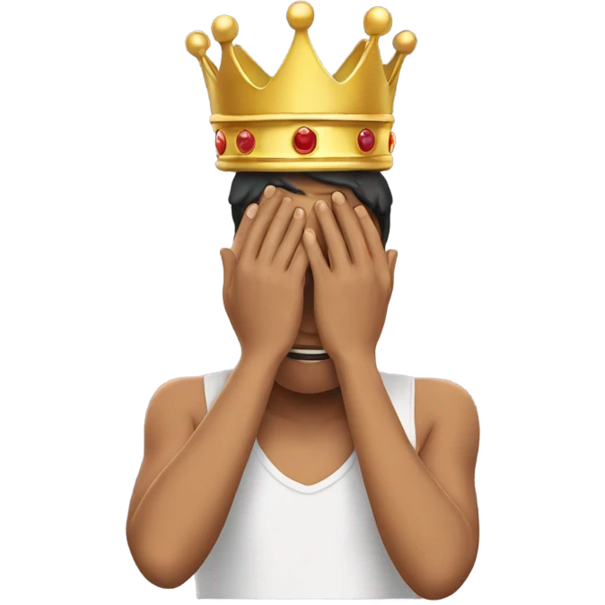 person covering their face with crown on  emoji