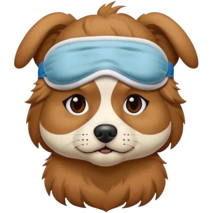 a dog with sleep mask and wearing shirt emoji