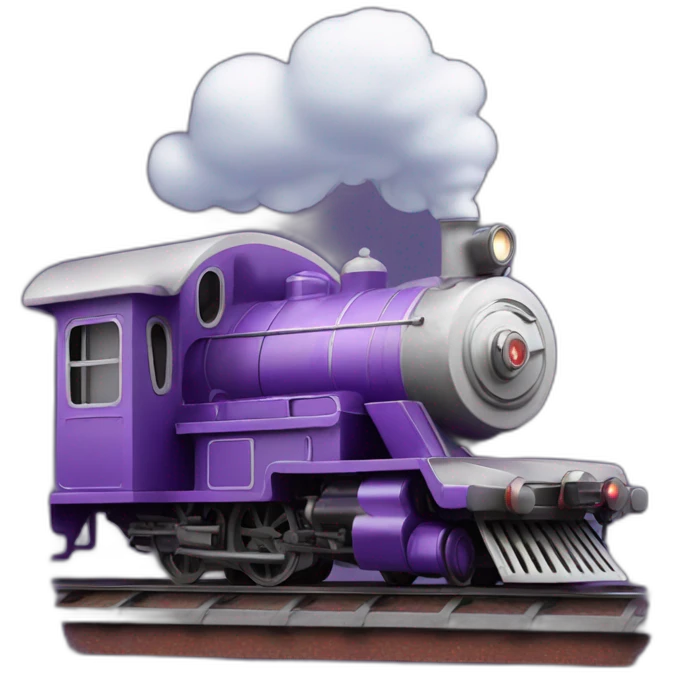 old purple train with a little cloud on the top of his chimney emoji