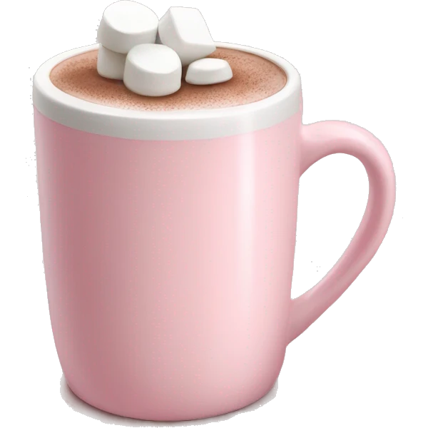 Light Pink mug of hot chocolate with marshmallows  emoji