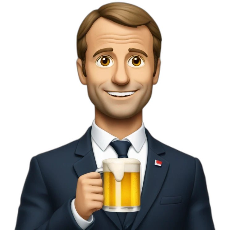 Macron boit une biere emoji