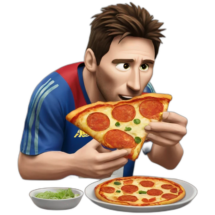 Messi comiendo pizza emoji