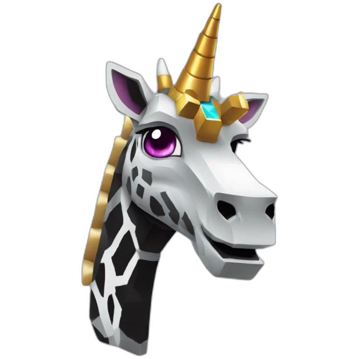 Minecraft Black Jiraffe Head With Diamond Unicorn Horn and Lazer Eyes emoji