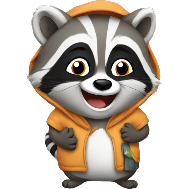 Happy raccoon with a t-shirt emoji