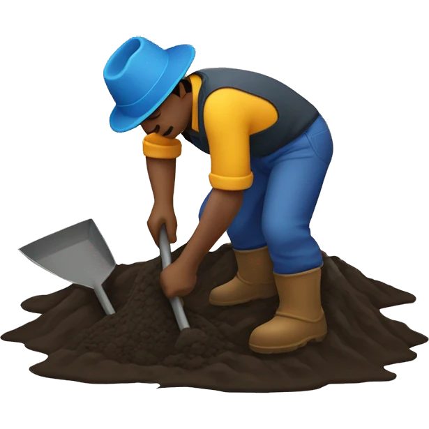 Man digging up mud with shovel emoji