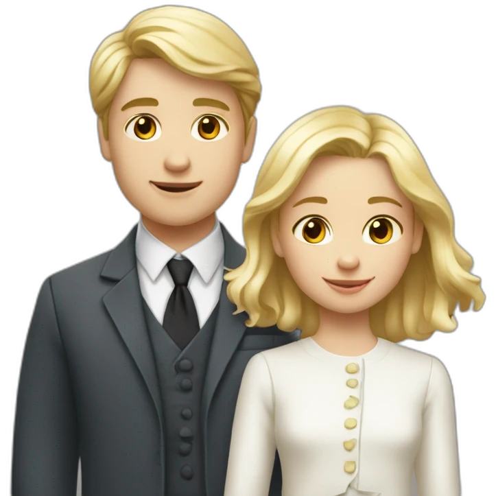 Petit garçon blanc avec fille ado blonde emoji