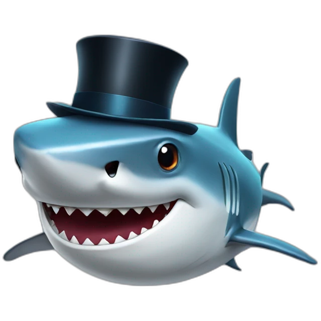 Shark with a top hat emoji