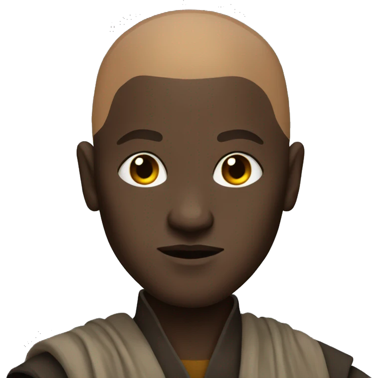 bald jedi with dark skin and light sabre emoji