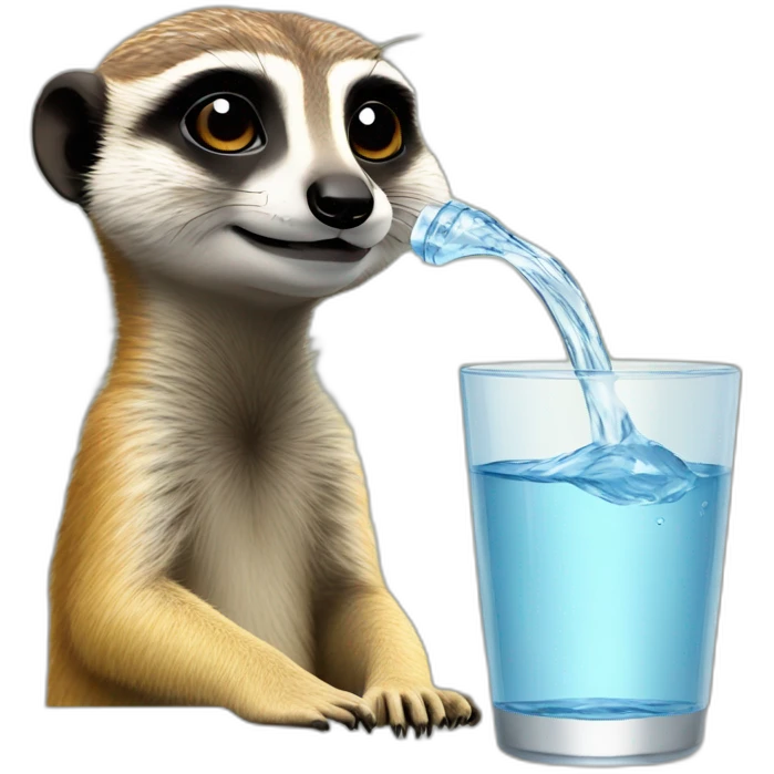 Meerkat drinks a glass water emoji