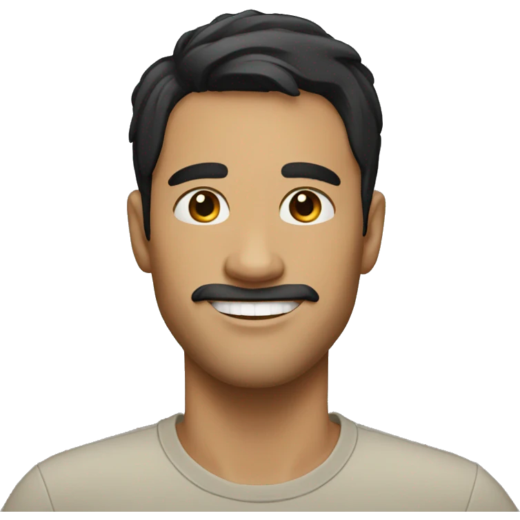 man with short black hair, no beard, smiling emoji