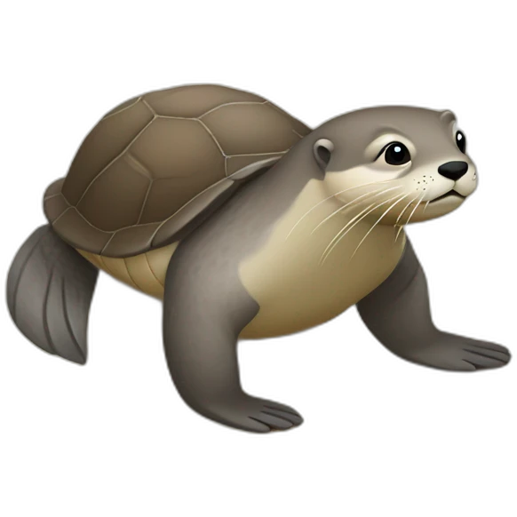 Une loutre qui se balade sur une tortue emoji