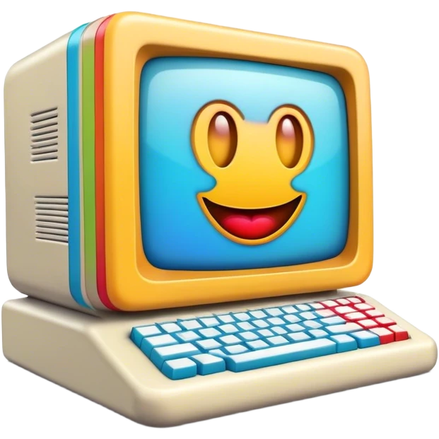 3D Realistic Colorful old school PC emoji