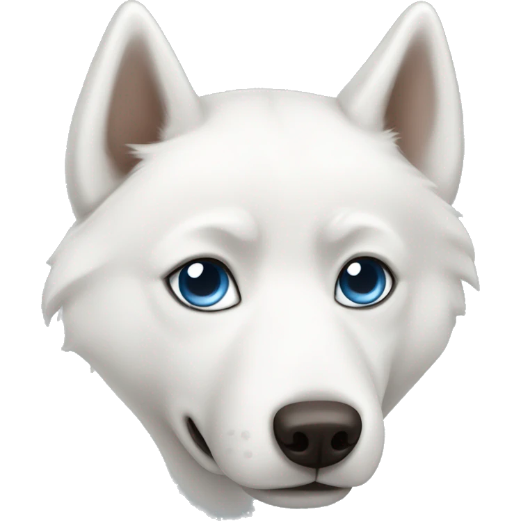 white husky with one blue eye and one brown eye emoji