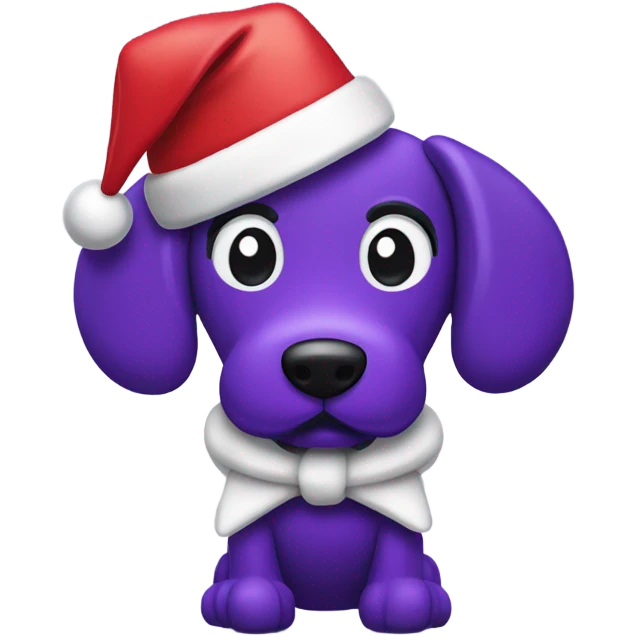 Purple balloon dog with Santa hat emoji