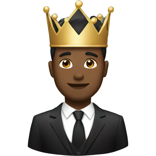 Man black suit crown emoji