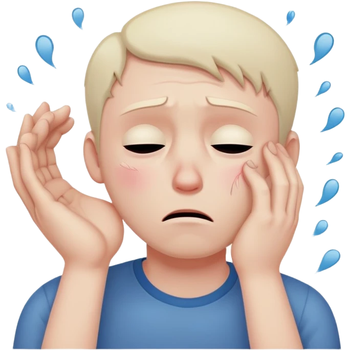 man with anxious attachment style with tears in eyes looking devastated, large broken heart symbol next to him, slumped posture showing emotional pain, hands reaching out desperately despite rejection emoji