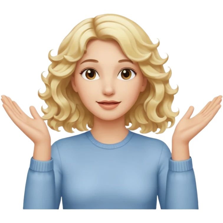 It wasn’t me, blonde wavy hair hands up emoji