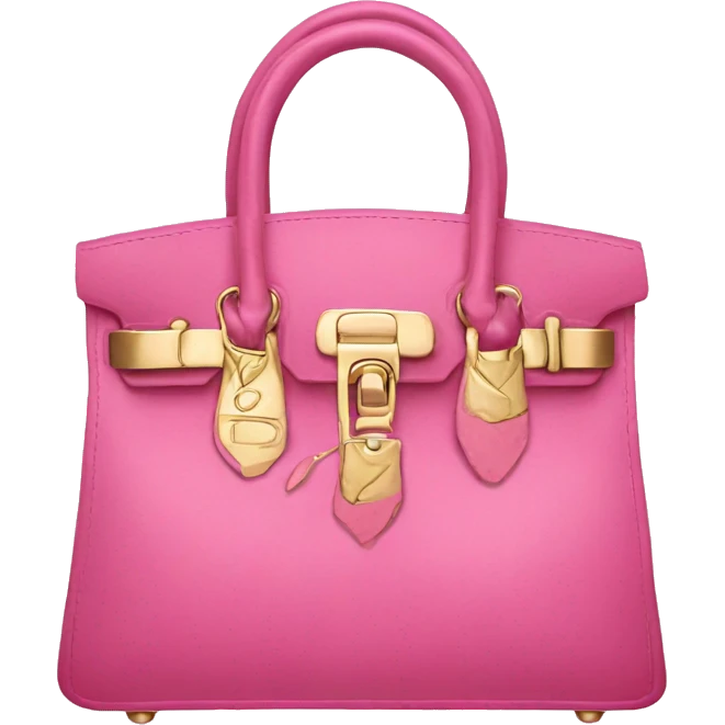 hand with gold nails holding pink birkin bag emoji
