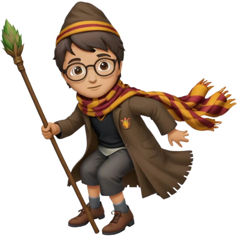 Harry potter flying on a broomstick emoji