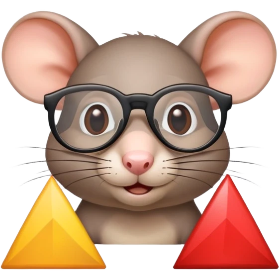 Rat with triangle head and glasses emoji
