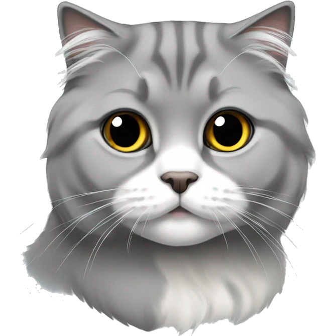 grey white long hair Scottish Fold cat  emoji