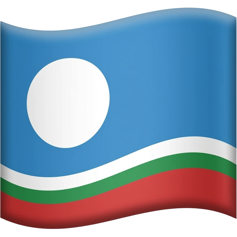 голубое небо без облок 1 белый круг в середине 1 красная полоса в низу 1 зелёная полоса выше красной полосы 1 белая полоса ниже зелёной полосы  в виде флага emoji