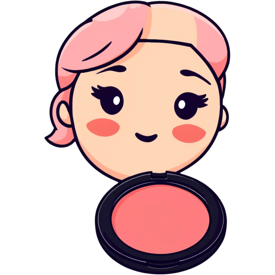 AVON makeup collection with compact, blush, and lip gloss emoji