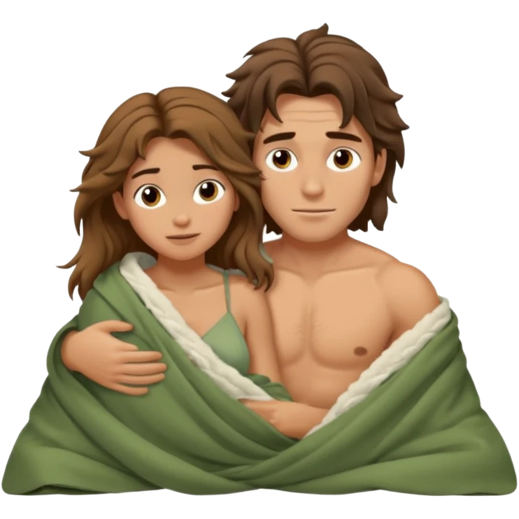 Tarzan and Jane cuddling in the bed emoji
